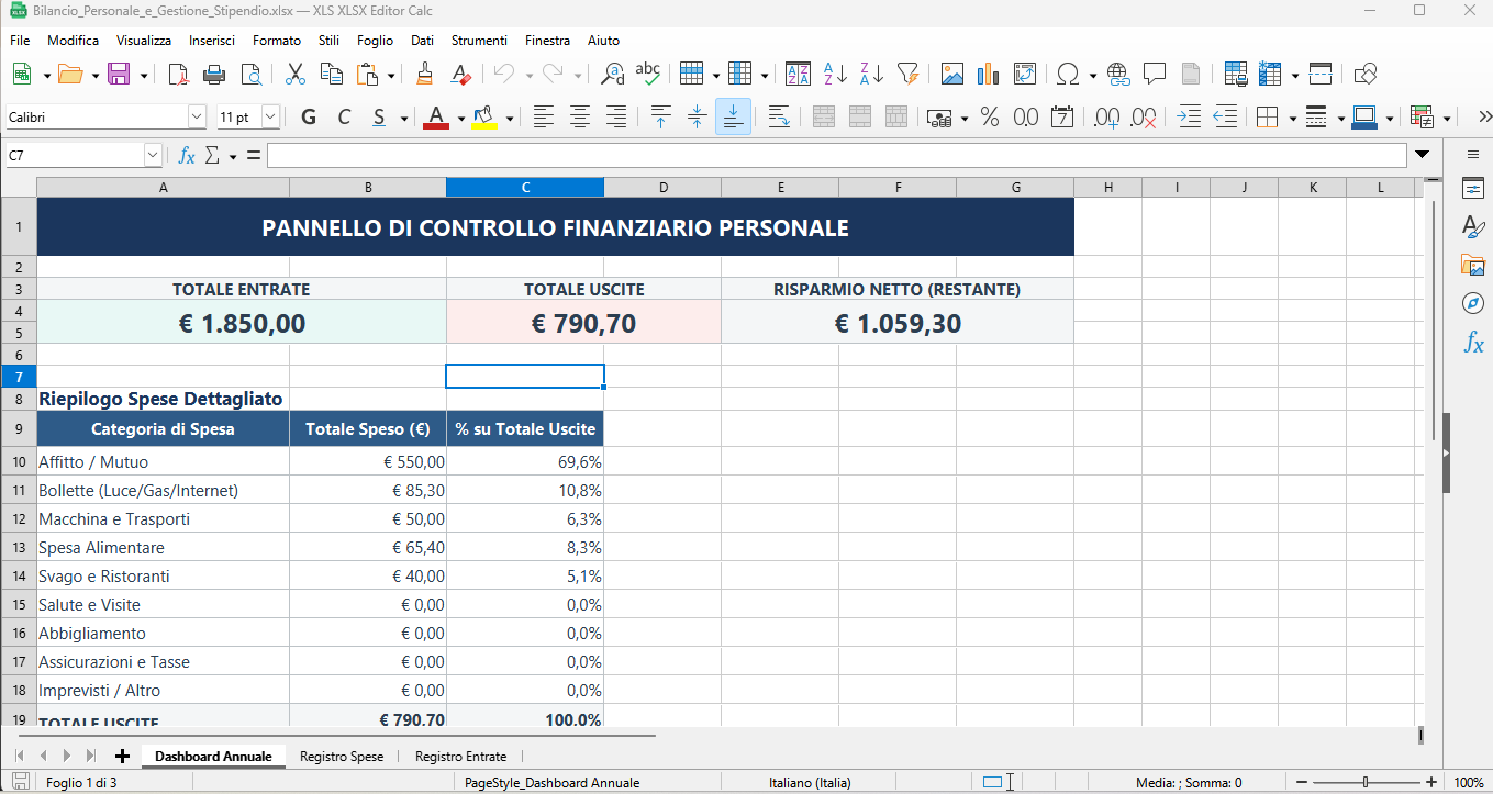 Bilancio Personale - Foglio Excel per le Finanze
